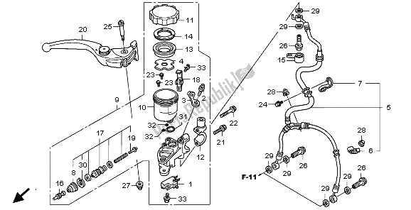 All parts for the Fr. Brake Master Cylinder of the Honda CB 1000R 2009