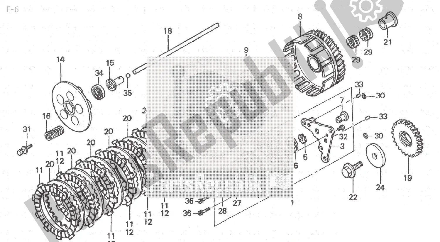 Todas las partes para E-6 de Honda NSR 250 1986