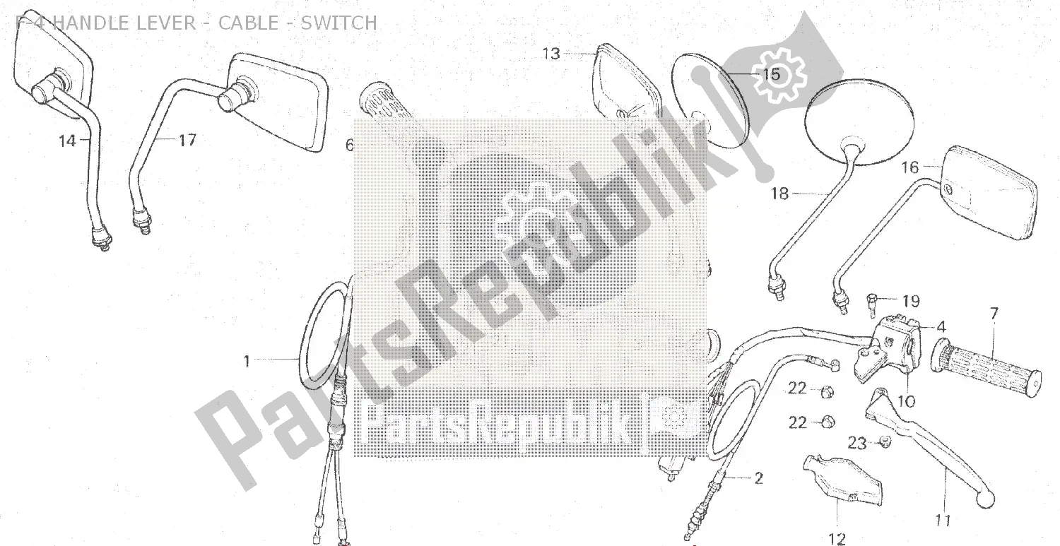 All parts for the F-4 Handle Lever - Cable - Switch of the Honda MBX 80 1983