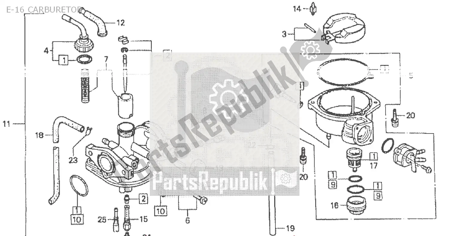 Alle onderdelen voor de E-16 Carburetor van de Honda ST 50 DAX 1992