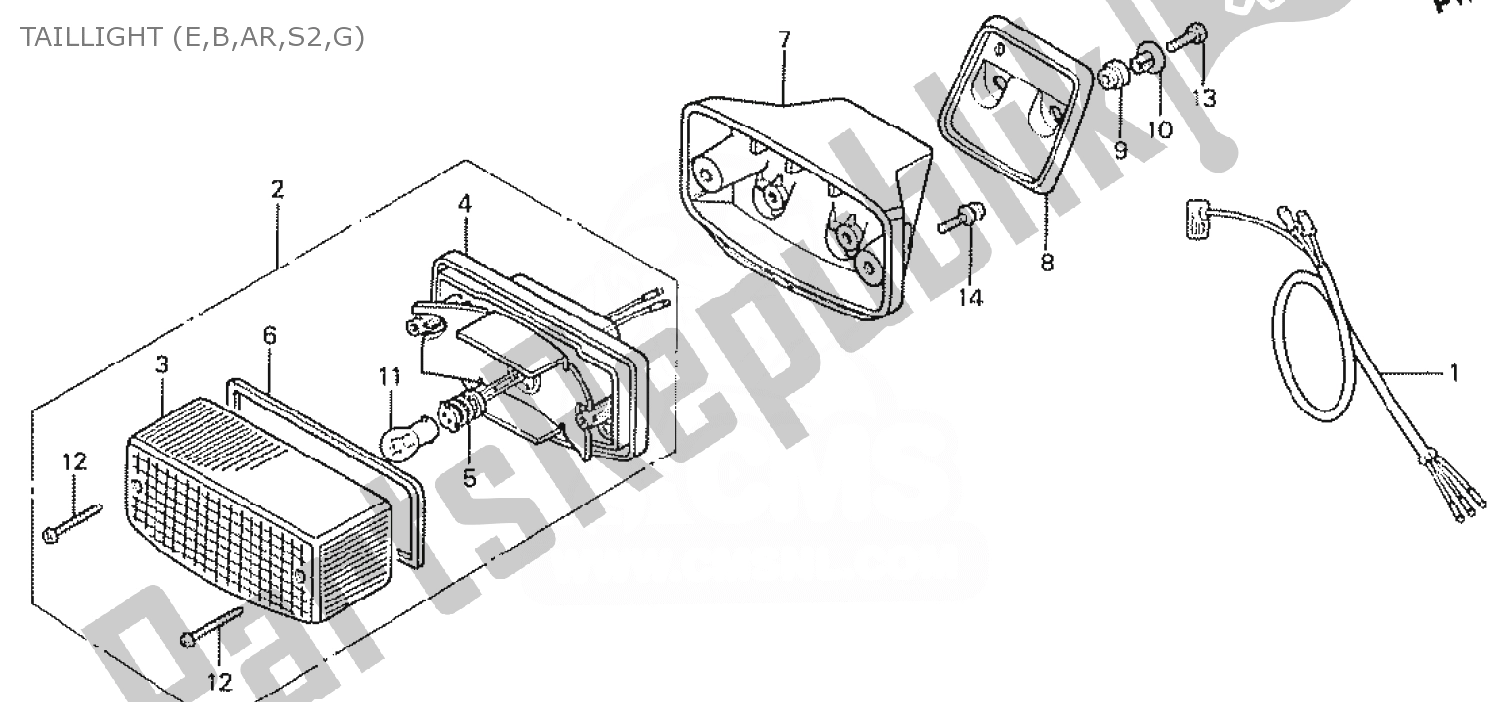 Tutte le parti per il Taillight (e,b,ar,s2,g) del Honda MTX 50 1985