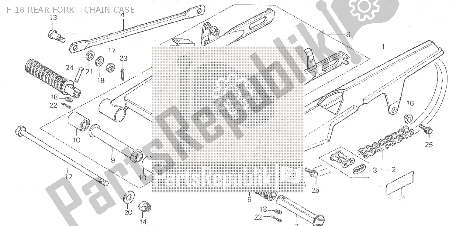 Todas as partes de F-18 Rear Fork - Chain Case do Honda MB 80 1981