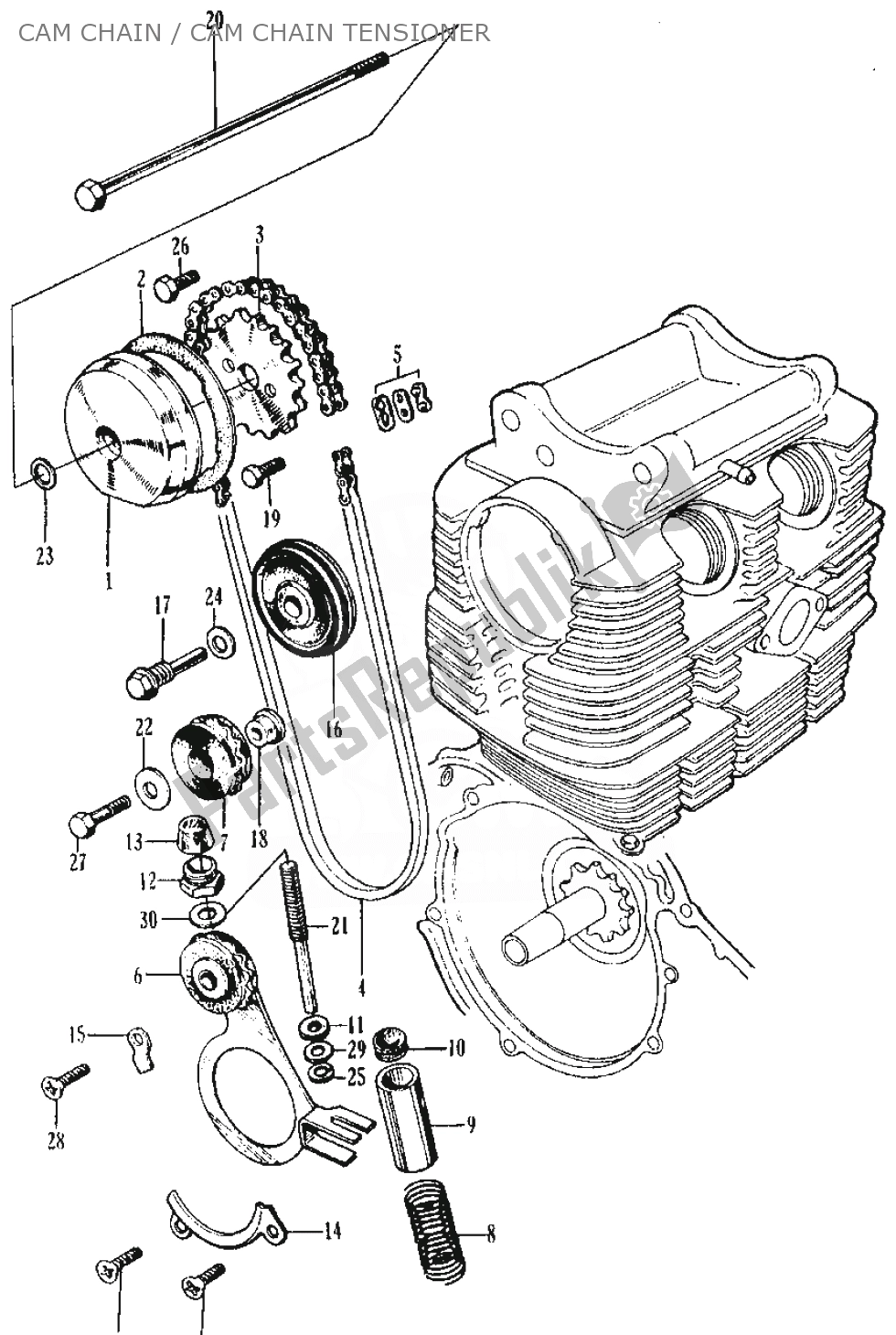 Alle onderdelen voor de Cam Chain / Cam Chain Tensioner van de Honda SS 125 1967