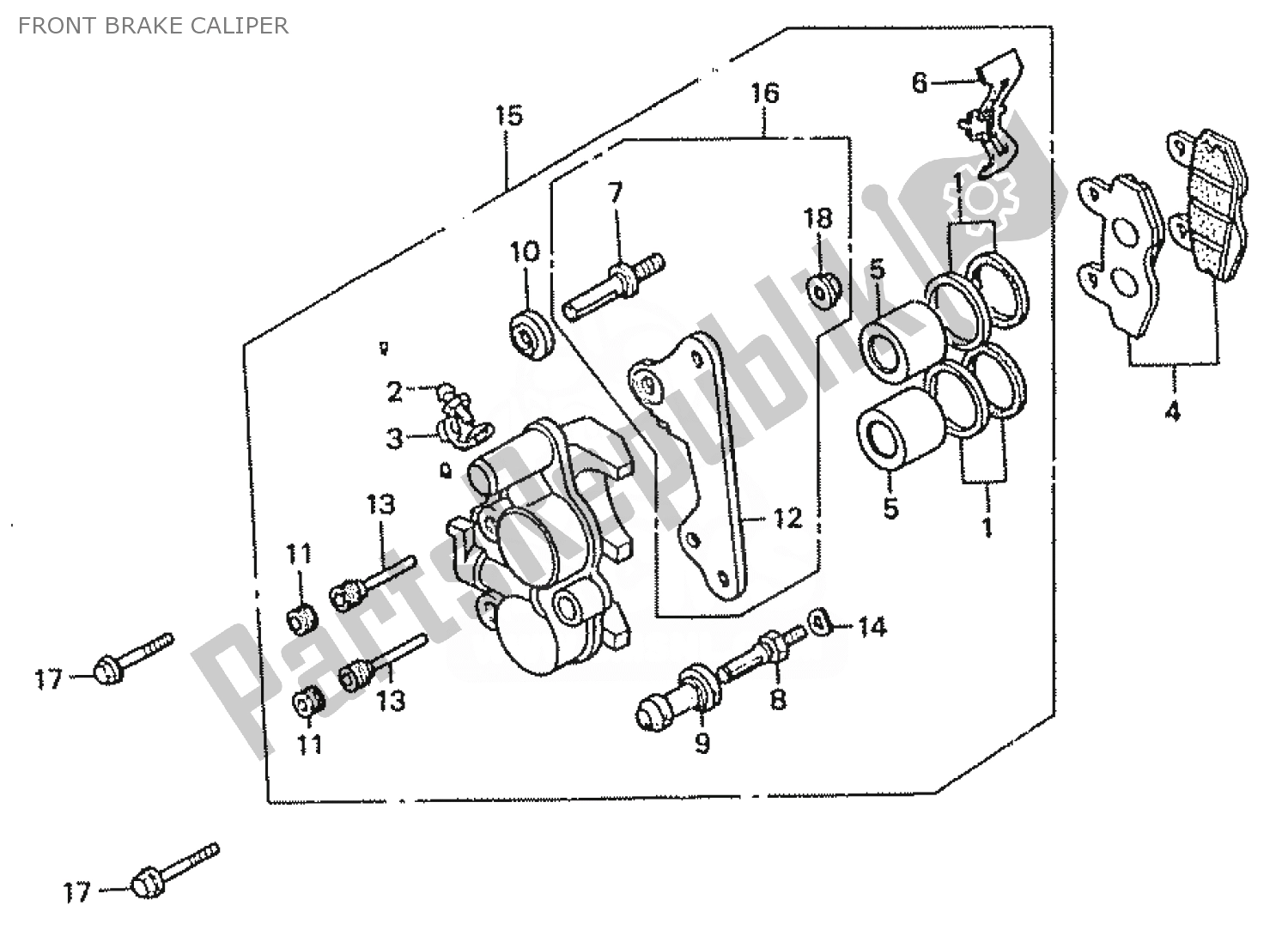 All parts for the Front Brake Caliper of the Honda ZN 110 Nice 1950 - 2023