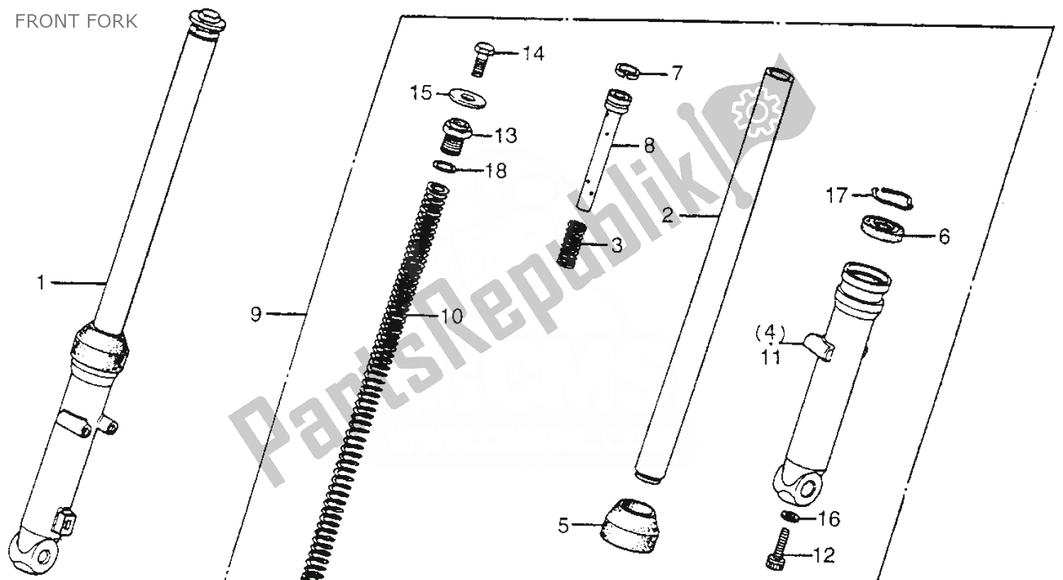 All parts for the Front Fork of the Honda CT 70 Trail 1981