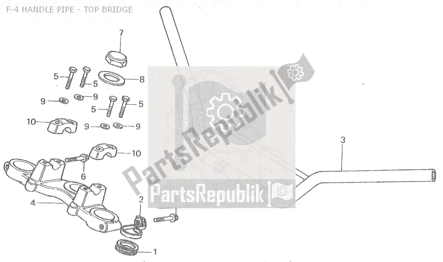 Toutes les pièces pour le F-4 Handle Pipe - Top Bridge du Honda MT 80 1980