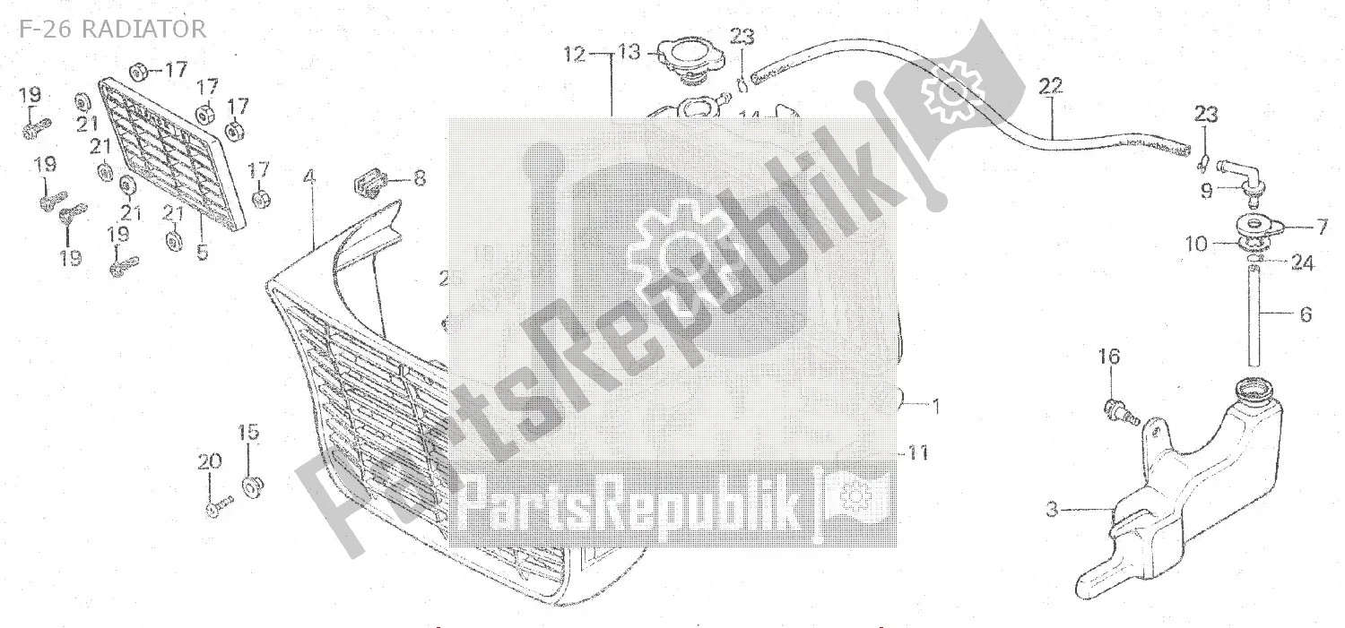 All parts for the F-26 Radiator of the Honda MBX 80 1983