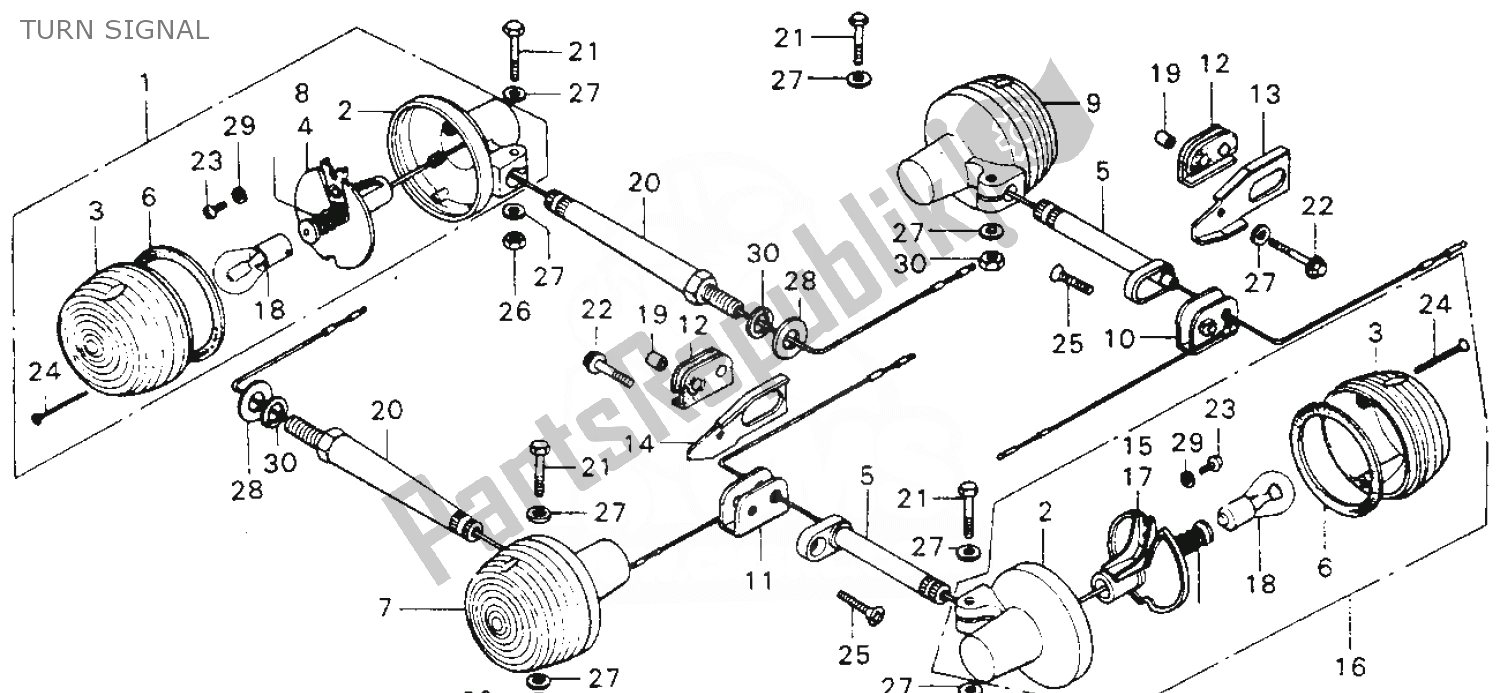 Toutes les pièces pour le Clignotant du Honda MT 125 1974