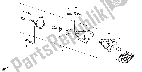 All parts for the Oil Pump of the Honda CRF 50F 2009