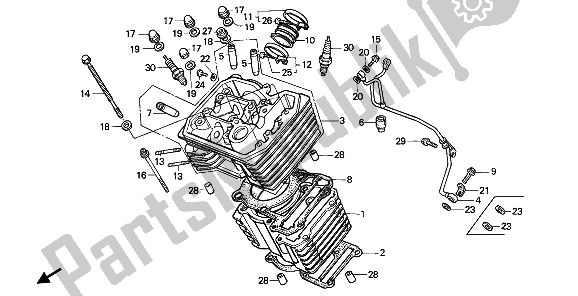 All parts for the Cylinder & Cylinder Head (front) of the Honda XL 600V Transalp 1994