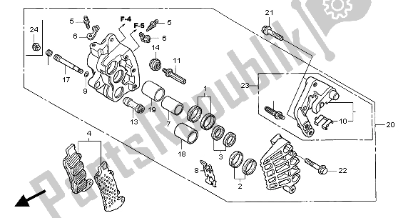 All parts for the Front Brake Caliper (r.) of the Honda CBR 1100 XX 2004