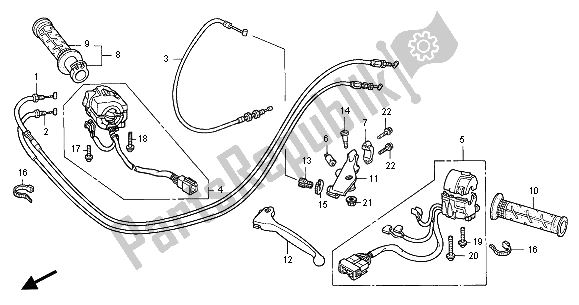 All parts for the Handle Lever & Switch & Cable of the Honda CBR 600F 2001