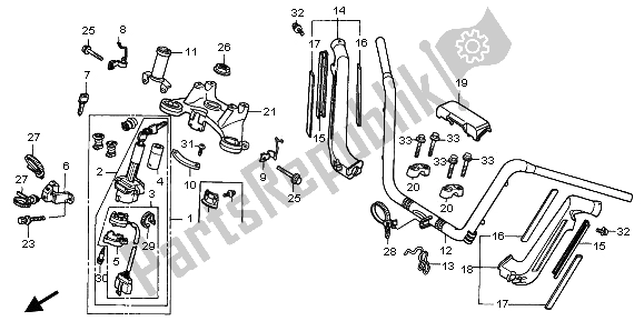 Todas las partes para Manejar Tubo Y Puente Superior de Honda GL 1500A 1996