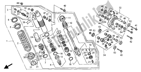 All parts for the Rear Cushion of the Honda XR 600R 1996