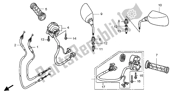 Wszystkie części do Prze?? Cznik I Kabel I Lustro Honda FJS 400D 2010