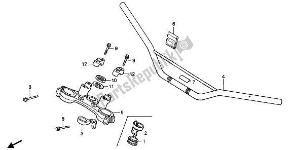 All parts for the Handle Pipe & Top Bridge of the Honda XR 600R 1990