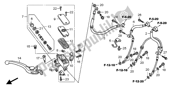 All parts for the Front Brake Master Cylinder of the Honda CBF 1000 FTA 2010