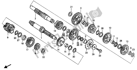 Tutte le parti per il Trasmissione del Honda CR 125R 1985