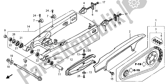 Alle onderdelen voor de Achterbrug van de Honda CBF 1000 FS 2012