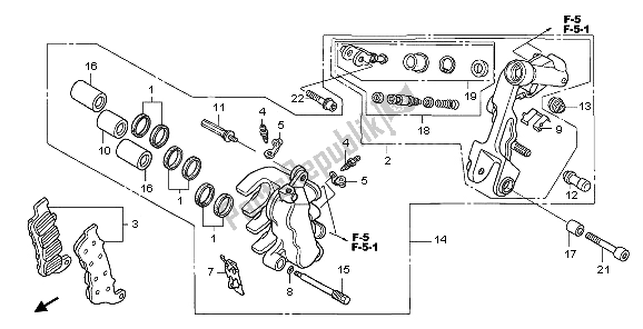 All parts for the L. Front Brake Caliper of the Honda VFR 800A 2007