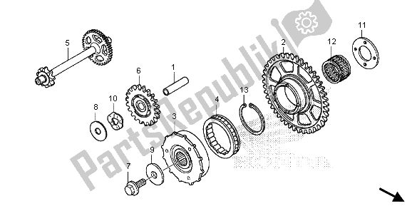 All parts for the Starting Clutch of the Honda CBR 600 RR 2013