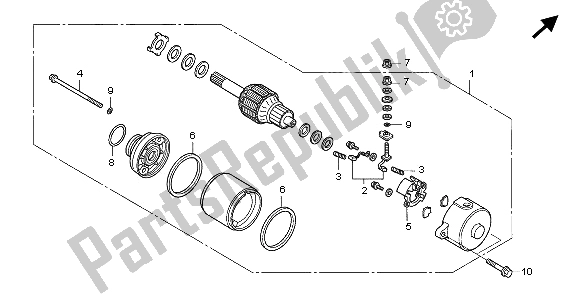 All parts for the Starting Motor of the Honda ANF 125 2009