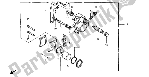 Todas las partes para Pinza De Freno Delantero de Honda CR 80R SW 1997