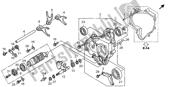 All parts for the Gearshift Drum of the Honda ST 1300A 2009