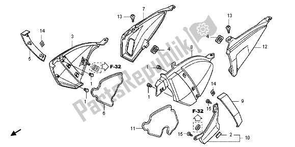 All parts for the Side Cover of the Honda CB 1000R 2012