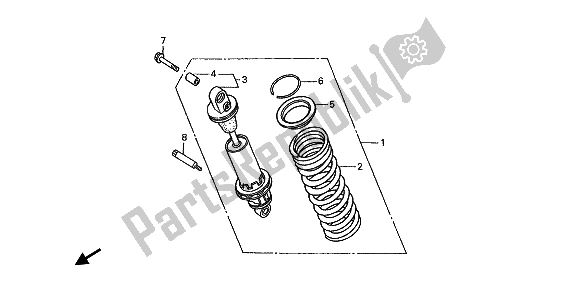 All parts for the Rear Cushion of the Honda ST 1100A 1993