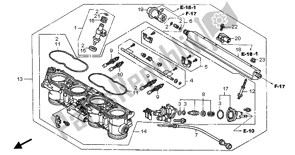 Tutte le parti per il Corpo Farfallato (assy.) del Honda CBR 1100 XX 2005