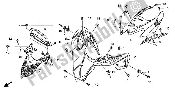 Tutte le parti per il Parafango Anteriore del Honda TRX 700 XX 2009