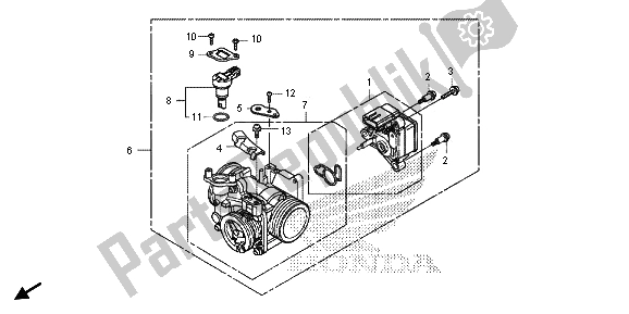All parts for the Throttle Body of the Honda VT 1300 CXA 2013