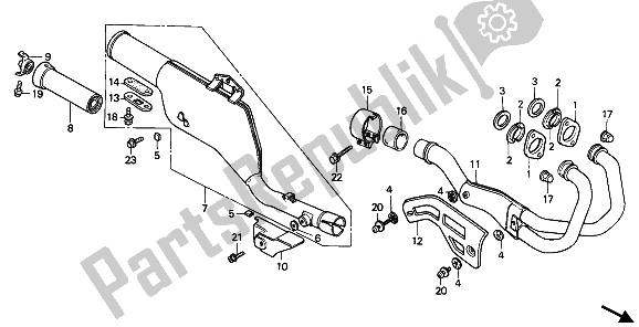 All parts for the Exhaust Muffler of the Honda XR 250R 1990