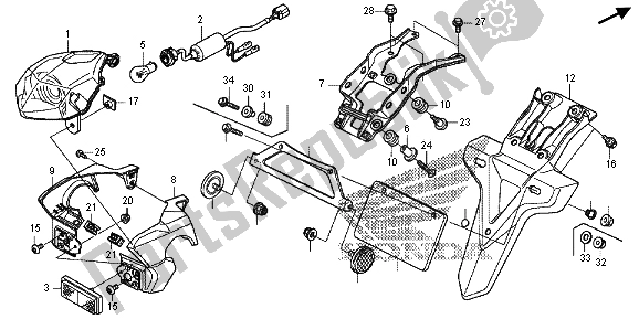 All parts for the Taillight of the Honda CRF 250M 2015