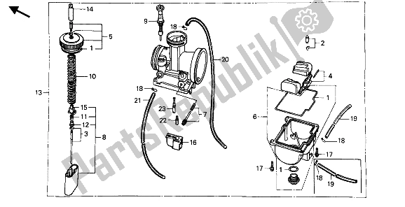 Tutte le parti per il Carburatore del Honda CR 125R 1985