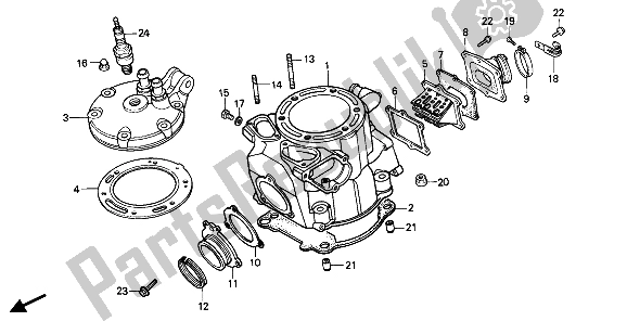 Todas las partes para Cilindro Y Culata de Honda CR 250R 1986