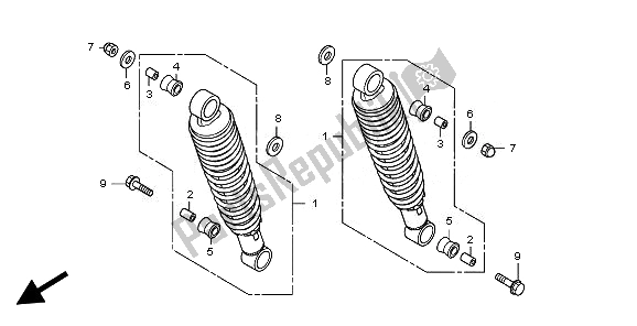 All parts for the Rear Cushion of the Honda CBF 125M 2010