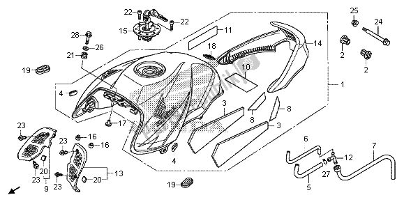 Tutte le parti per il Serbatoio Di Carburante del Honda CB 1000 RA 2013