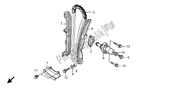 All parts for the Cam Chain & Tensioner of the Honda TRX 500 FA Fourtrax Foreman 2001