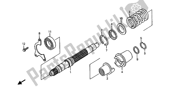 All parts for the Primary Shaft of the Honda ST 1100A 1993