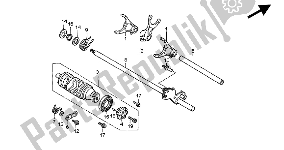 All parts for the Gearshift Drum of the Honda CBR 600F 2002