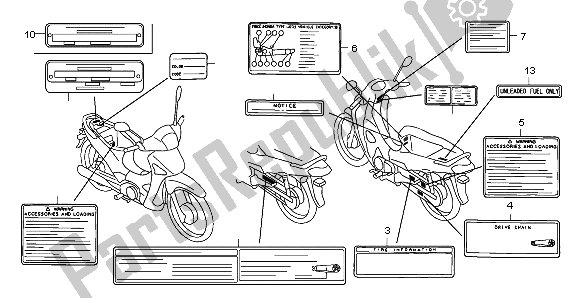 Tutte le parti per il Etichetta Di Avvertenza del Honda ANF 125 2009