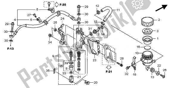 All parts for the Rear Brake Master Cylinder of the Honda CBR 1000 RR 2011
