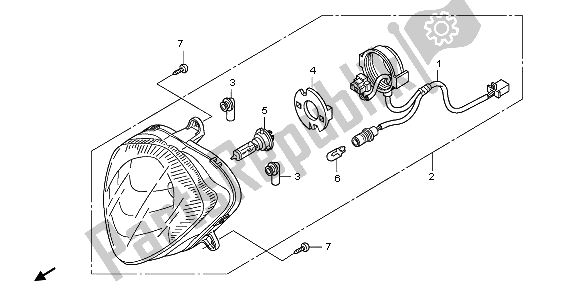 Alle onderdelen voor de Koplamp van de Honda PES 125R 2012