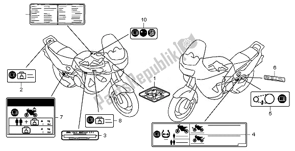 Alle onderdelen voor de Waarschuwingsetiket van de Honda XL 1000 VA 2011