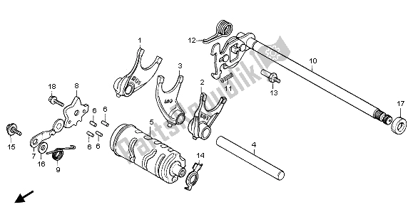 All parts for the Gearshift Drum of the Honda CB 250 1997