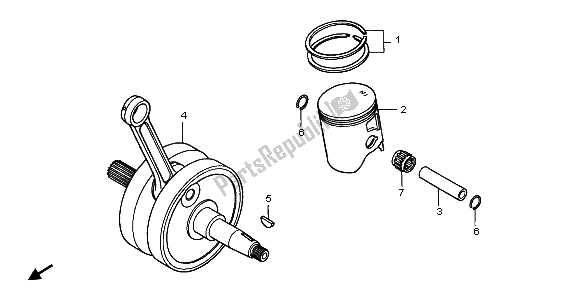 All parts for the Crankshaft of the Honda CR 250R 1998