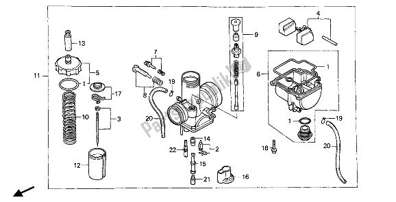 Todas las partes para Carburador de Honda CR 80R 1987