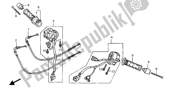 Todas las partes para Interruptor Y Cable de Honda CBR 1100 XX 2008
